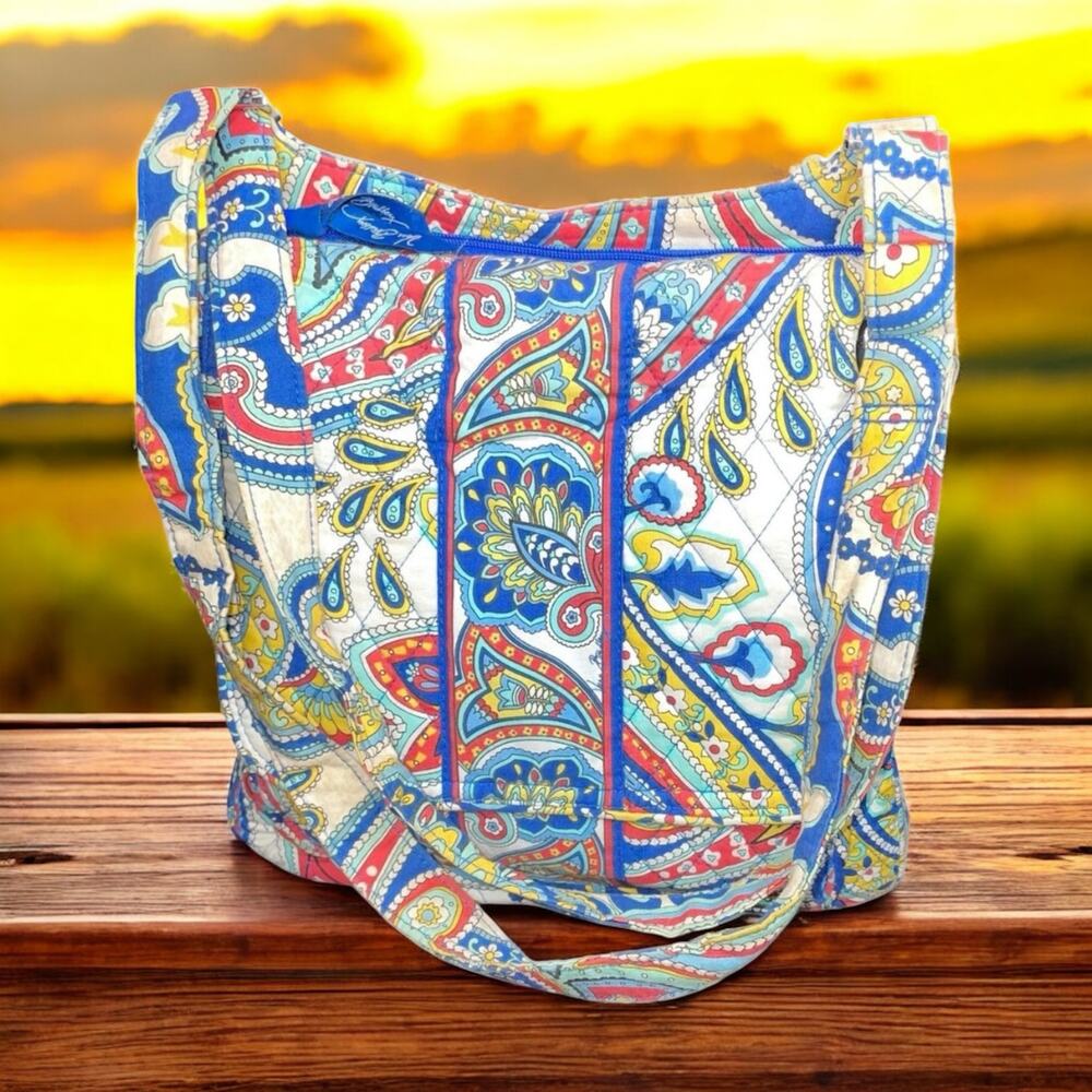 Vera Bradley Marina Paisley Quilted Tote Bag Purse Shoulder Adjustable Strap Zip